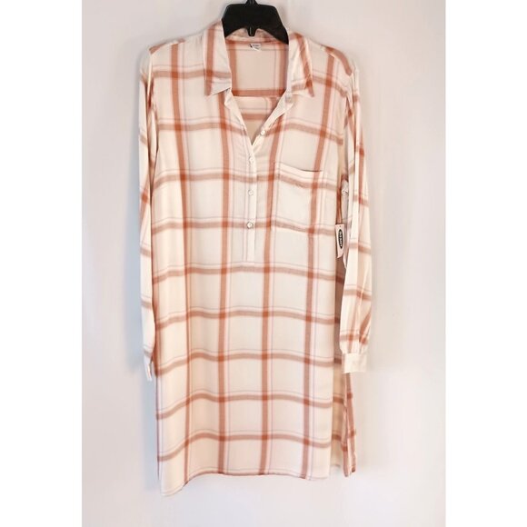 Old Navy Plaid Popover Shirt Dress Women’s Size L NWT Soft Relaxed Fit - Picture 1 of 5